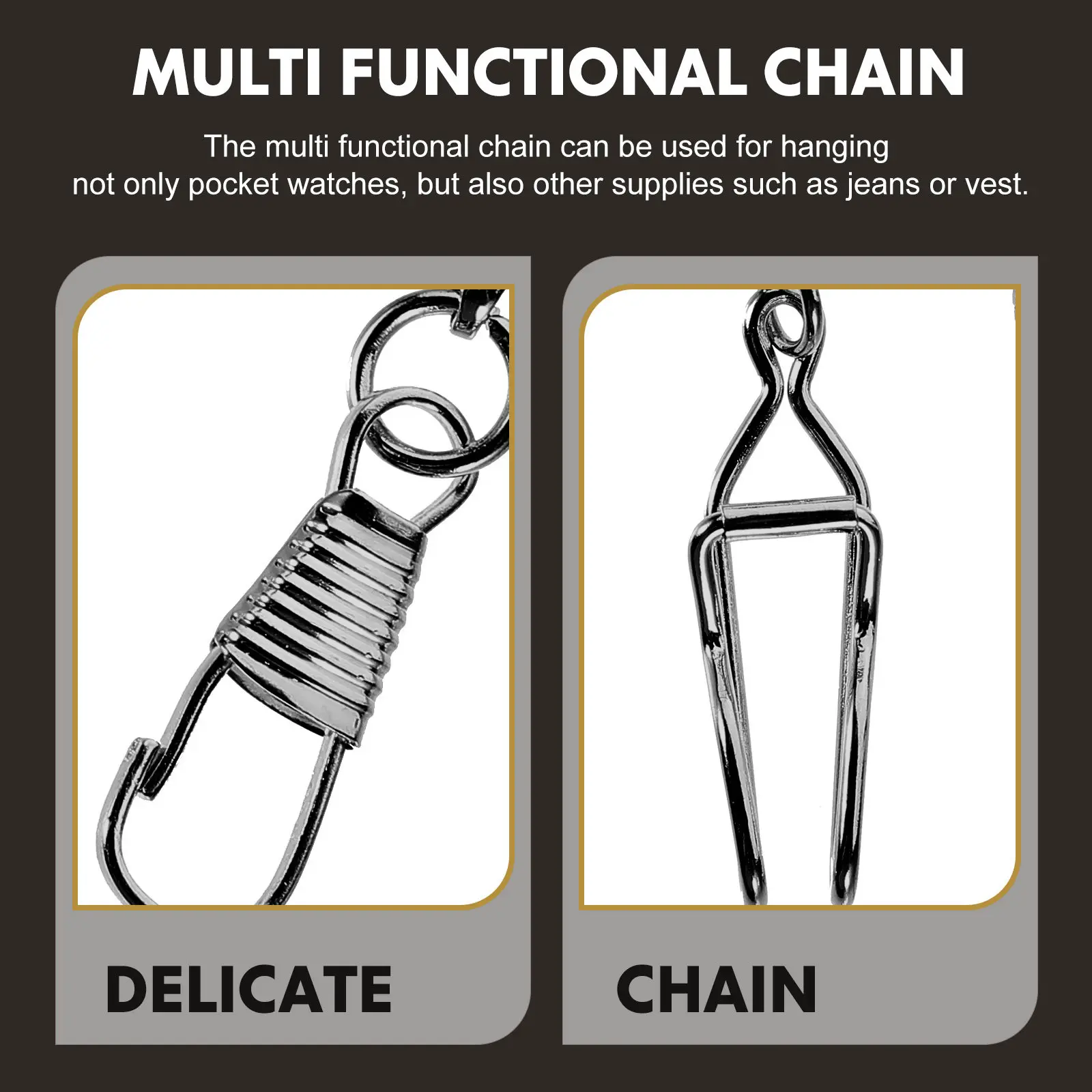 Retro Pocket Watch Chain Alloy Watch Hanging Chain for Vest Pants Clothing Belt Multi Functional Vintage Dressing Essential
Retro Pocket Watch Chain Alloy Watch Hanging Chain for Vest Pants Clothing Belt Multi Functional Vintage Dressing Essential