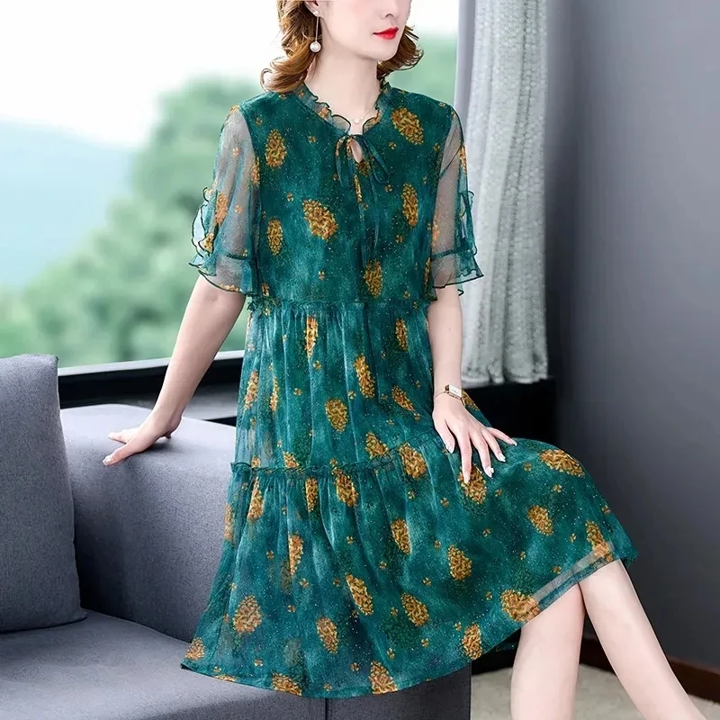 Middle-aged Mother Women's Dress 2025 Summer Female High-End Short-Sleeved Large-size Dresses Slim A-line V-neck Vestidos
Middle-aged Mother Women's Dress 2025 Summer Female High-End Short-Sleeved Large-size Dresses Slim A-line V-neck Vestidos