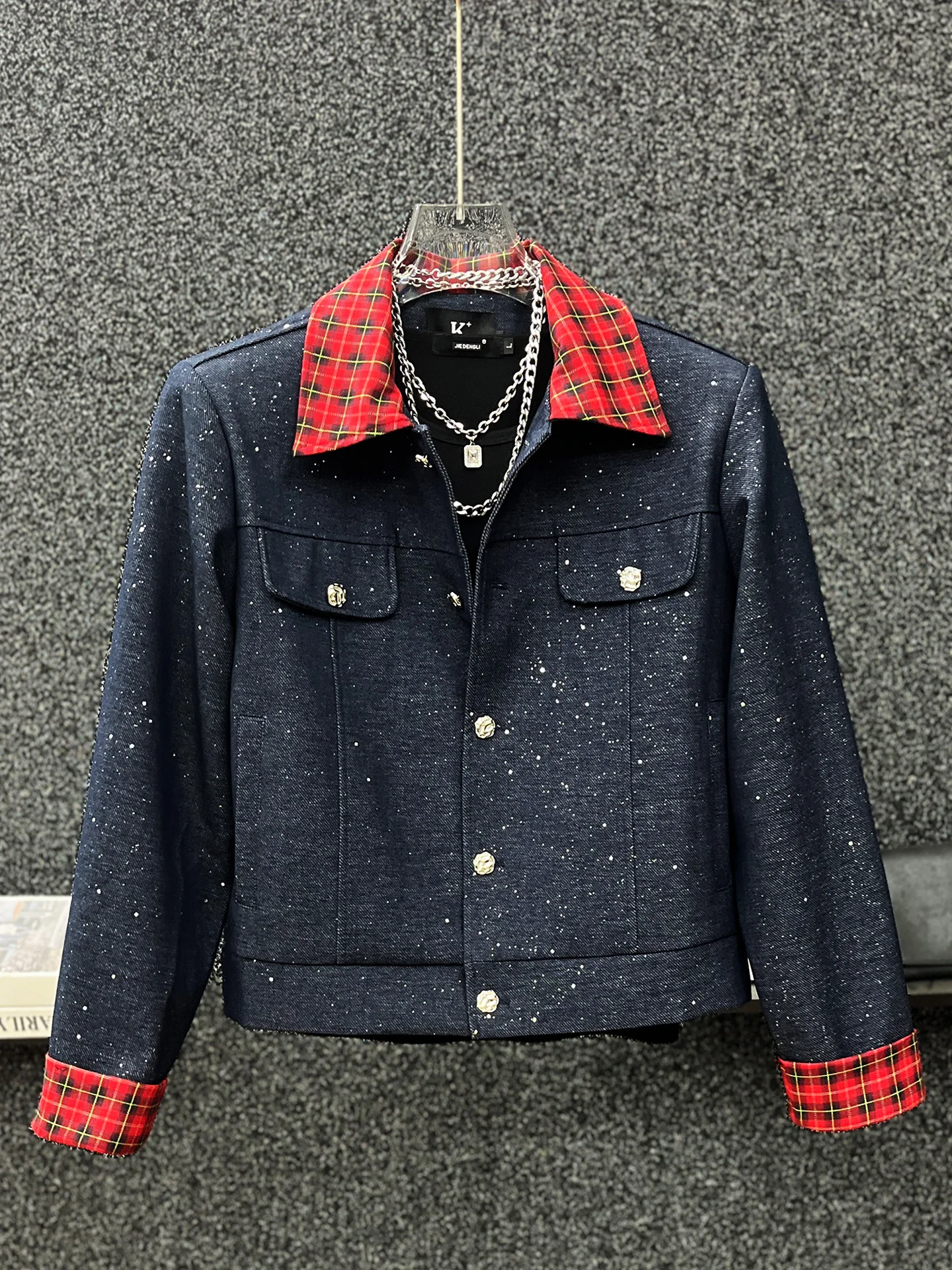 Spring Autumn Sequin Patchwork Design Jaet Casual Men's Korean Sle Loose Outerwear Stand Fit Pure Color Polyester Cott...
Spring Autumn Sequin Patchwork Design Jaet Casual Men's Korean Sle Loose Outerwear Stand Fit Pure Color Polyester Cott...