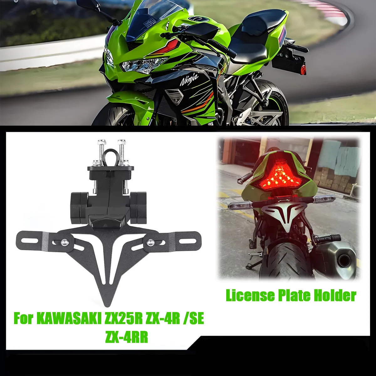 Motorcycle License Plate Holder Fender Eliminator Registration Bracket For KAWASAKI ZX25R ZX4R ZX-4R SE ZX-4RR 2023-2024
Motorcycle License Plate Holder Fender Eliminator Registration Bracket For KAWASAKI ZX25R ZX4R ZX-4R SE ZX-4RR 2023-2024