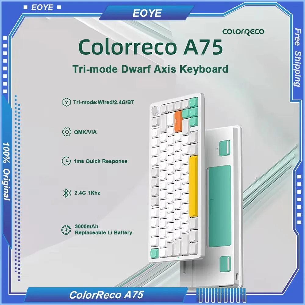 ColorReco A75 Mechanical Keyboard Wireless Bluetooth Triple Mode Kaihua Short Shaft Gasket Office Gaming Portable Ergonomic DIY
ColorReco A75 Mechanical Keyboard Wireless Bluetooth Triple Mode Kaihua Short Shaft Gasket Office Gaming Portable Ergonomic DIY