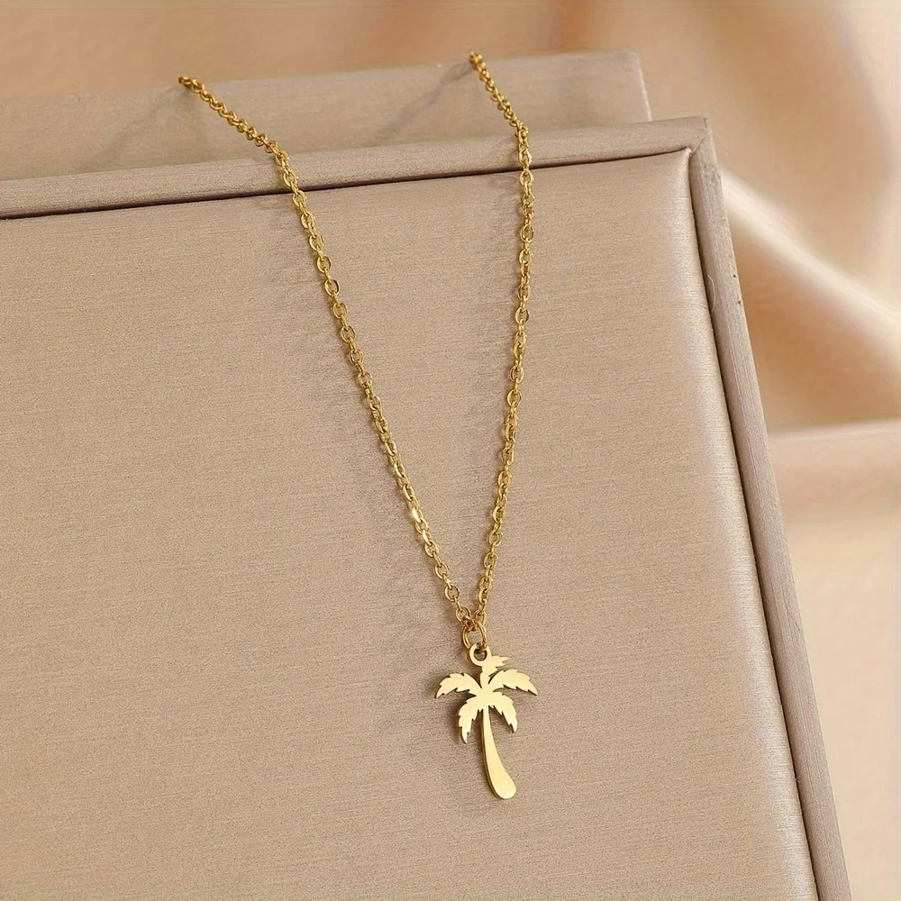 1 stainless steel coconut palm tree pendant necklace for daily and holiday beach wear
1 stainless steel coconut palm tree pendant necklace for daily and holiday beach wear