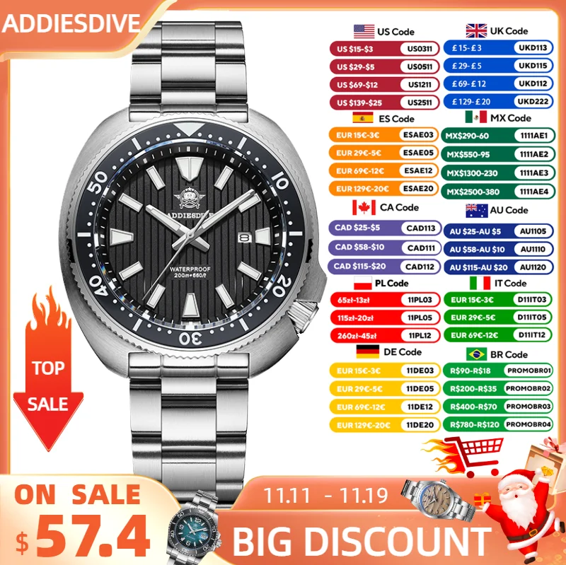 ADDIESDIVE Quartz Watch for Men Sapphire AR Coated Waterproof 200m Diving Luminous Stainless Steel Men Wristwatch 2025 New
ADDIESDIVE Quartz Watch for Men Sapphire AR Coated Waterproof 200m Diving Luminous Stainless Steel Men Wristwatch 2025 New