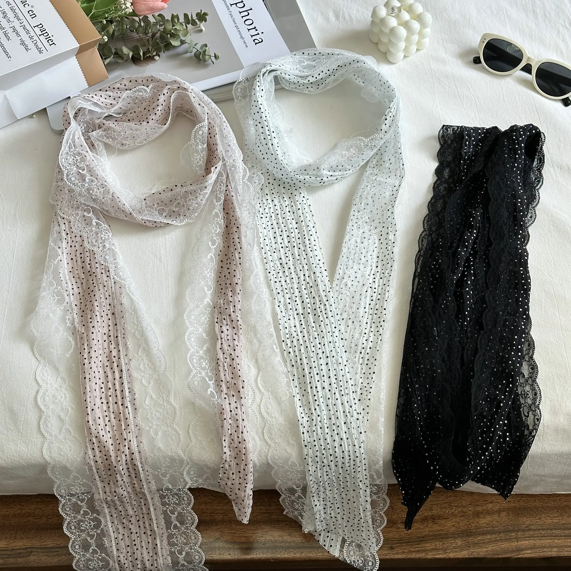 2025 New Fashion Spring and Summer Polka Dot Scarf Sweet Lace Neck Protection Hair Band Strap Decorative Light Scarf Headband
2025 New Fashion Spring and Summer Polka Dot Scarf Sweet Lace Neck Protection Hair Band Strap Decorative Light Scarf Headband