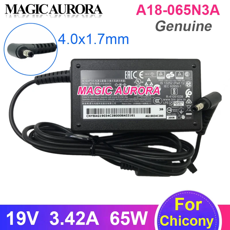 Original New Chicony A18-065N3A Laptop Charger 65W 19V 3.42A A065R178P 4.0x1.7mm For Acer Laptop Adapter Power Supply
Original New Chicony A18-065N3A Laptop Charger 65W 19V 3.42A A065R178P 4.0x1.7mm For Acer Laptop Adapter Power Supply