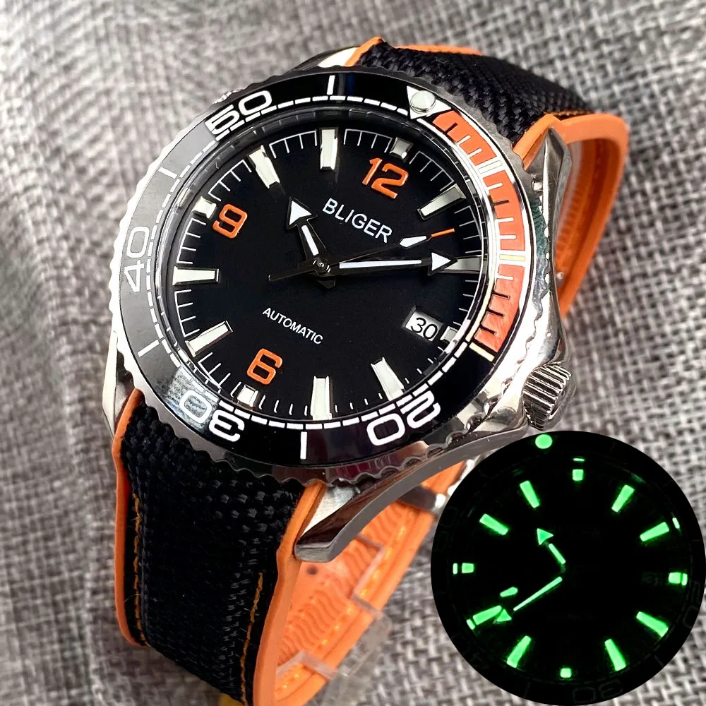 Bliger 41mm Sapphire Glass Solid Back Black Orange Ceramic Bezel Luminous 24 Jewels Japan NH35 Miyota 8215 Automatic Men's Watch
Bliger 41mm Sapphire Glass Solid Back Black Orange Ceramic Bezel Luminous 24 Jewels Japan NH35 Miyota 8215 Automatic Men's Watch