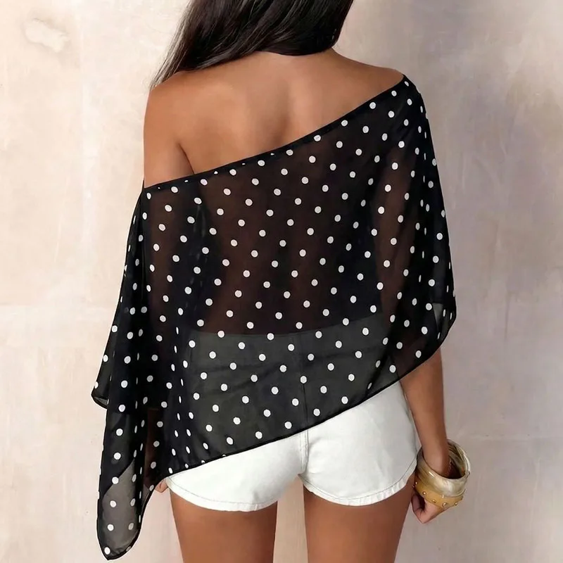 Summer New Women's Loose Pleated Commute Camisole Sexy Slash Collar Polka Dot Printed Tops Fashion Casual Chiffon Irregular Vest
Summer New Women's Loose Pleated Commute Camisole Sexy Slash Collar Polka Dot Printed Tops Fashion Casual Chiffon Irregular Vest