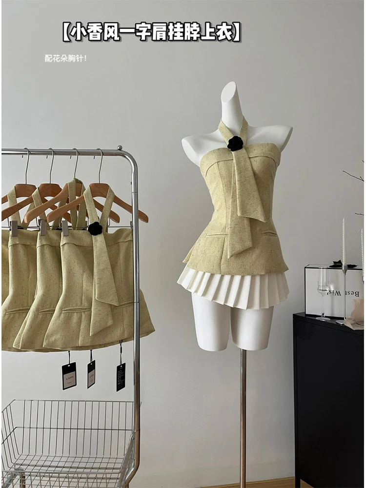 Woman Patchwork Camisole Button Tank Top With Tie Halter Top Solid Color Tube Top Slim Sleeveless Backless Gyaru Kpop Sexy
Woman Patchwork Camisole Button Tank Top With Tie Halter Top Solid Color Tube Top Slim Sleeveless Backless Gyaru Kpop Sexy