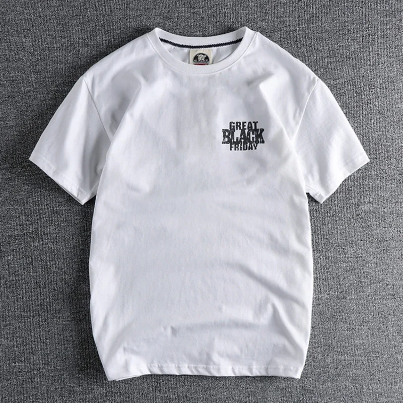 Men's fashion double-sided retro letter-printed short-sleeved T-shirt comfortable wash cotton round neck base half sleeve
Men's fashion double-sided retro letter-printed short-sleeved T-shirt comfortable wash cotton round neck base half sleeve
