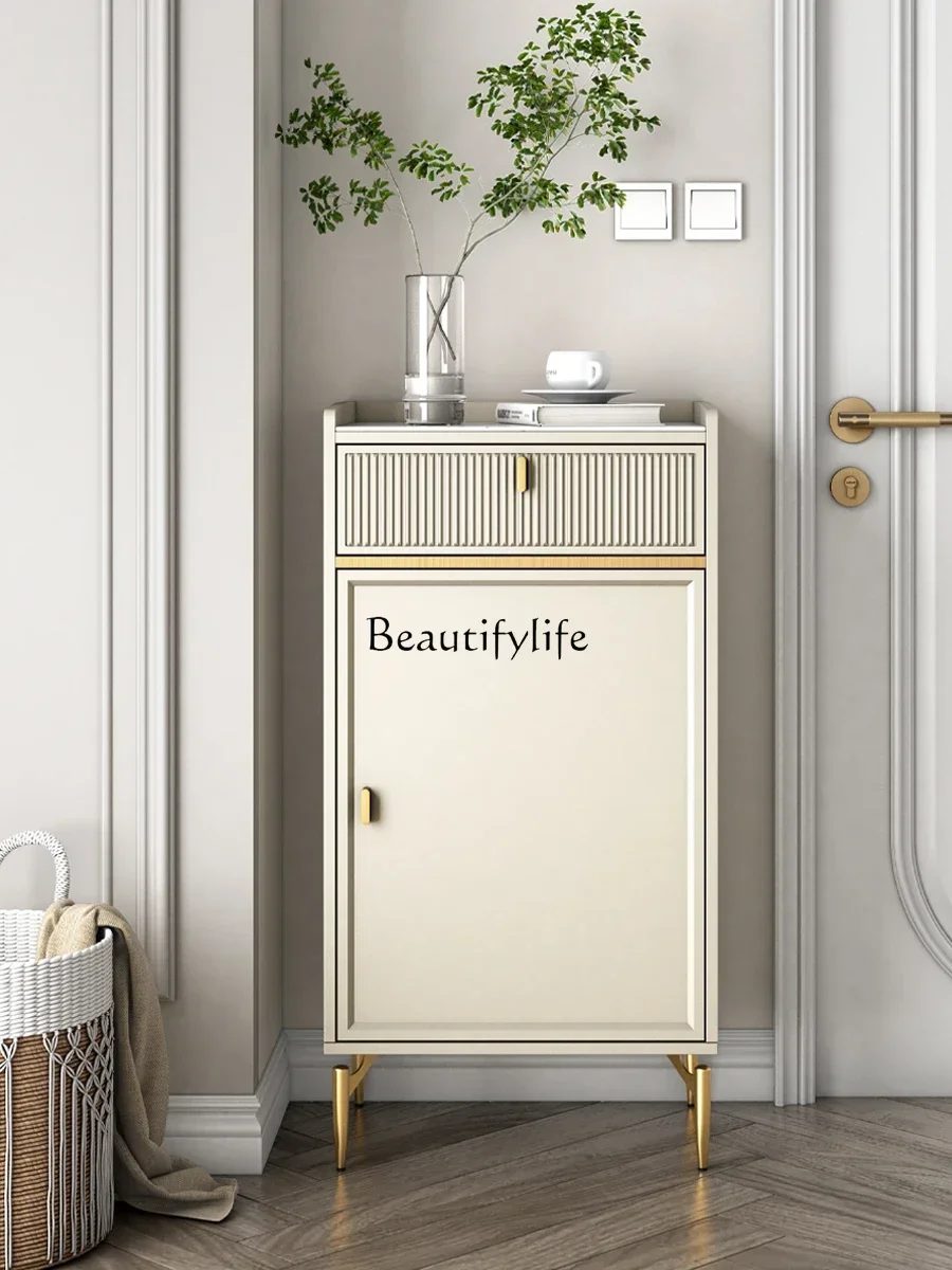 56Cream wind French ultra-narrow shoe cabinet space-saving single door multi-layer storage porch locker
56Cream wind French ultra-narrow shoe cabinet space-saving single door multi-layer storage porch locker