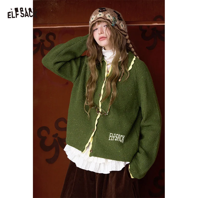 ELFSACK Preppy Minimalist Cute Contrast Lace Lapel Single Breasted Knit Cardigan For Women
ELFSACK Preppy Minimalist Cute Contrast Lace Lapel Single Breasted Knit Cardigan For Women