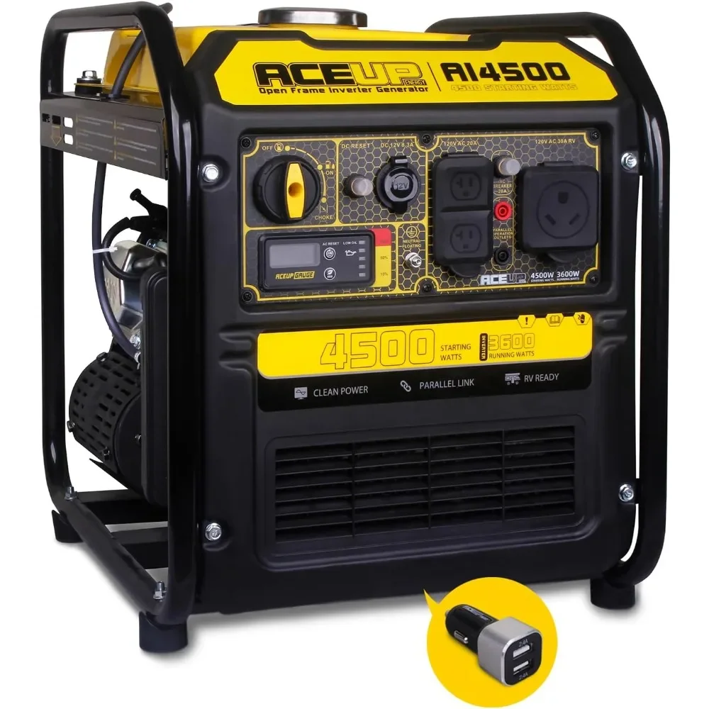 4500 Watt Open Frame Inverter Generator, Gas Powered Generator 223CC RV-Ready, EPA Compliant
4500 Watt Open Frame Inverter Generator, Gas Powered Generator 223CC RV-Ready, EPA Compliant