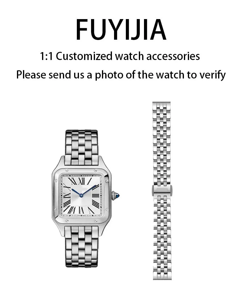 Оригинальные ремешки для часов FUYIJIA Custom SANTOS DE WSSA0023, 15,5 мм, 17,5 мм, с плоским интерфейсом, браслет из нержавеющей стали 316L, застежка-бабочка
Оригинальные ремешки для часов FUYIJIA Custom SANTOS DE WSSA0023, 15,5 мм, 17,5 мм, с плоским интерфейсом, браслет из нержавеющей стали 316L, застежка-бабочка