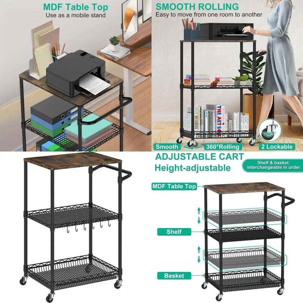 3-х уровневая сверхпрочная металлическая кухонная тележка с деревянной столешницей, универсальный остров на колесиках для хранения, кладовой, бара и микроволновой печи, черный
3-х уровневая сверхпрочная металлическая кухонная тележка с деревянной столешницей, универсальный остров на колесиках для хранения, кладовой, бара и микроволновой печи, черный