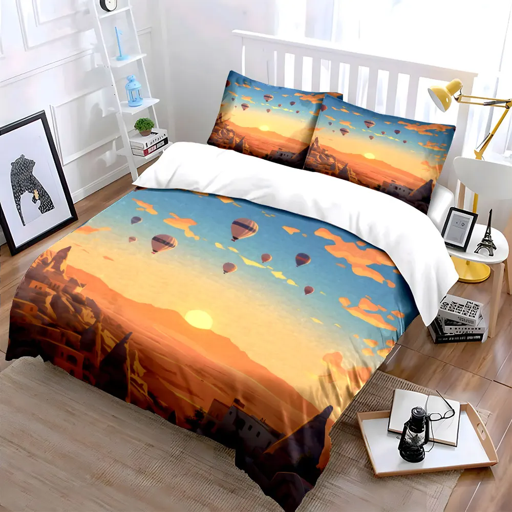 "Sunset Hot Air Balloon Adventure" Exquisite three-piece bedding set gift for kids and adults
"Sunset Hot Air Balloon Adventure" Exquisite three-piece bedding set gift for kids and adults