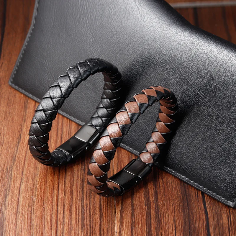 Vintage Simple Brown Woven Men's Leather Stainless Steel Fashion Bracelet Wholesale For Men's Gifts
Vintage Simple Brown Woven Men's Leather Stainless Steel Fashion Bracelet Wholesale For Men's Gifts