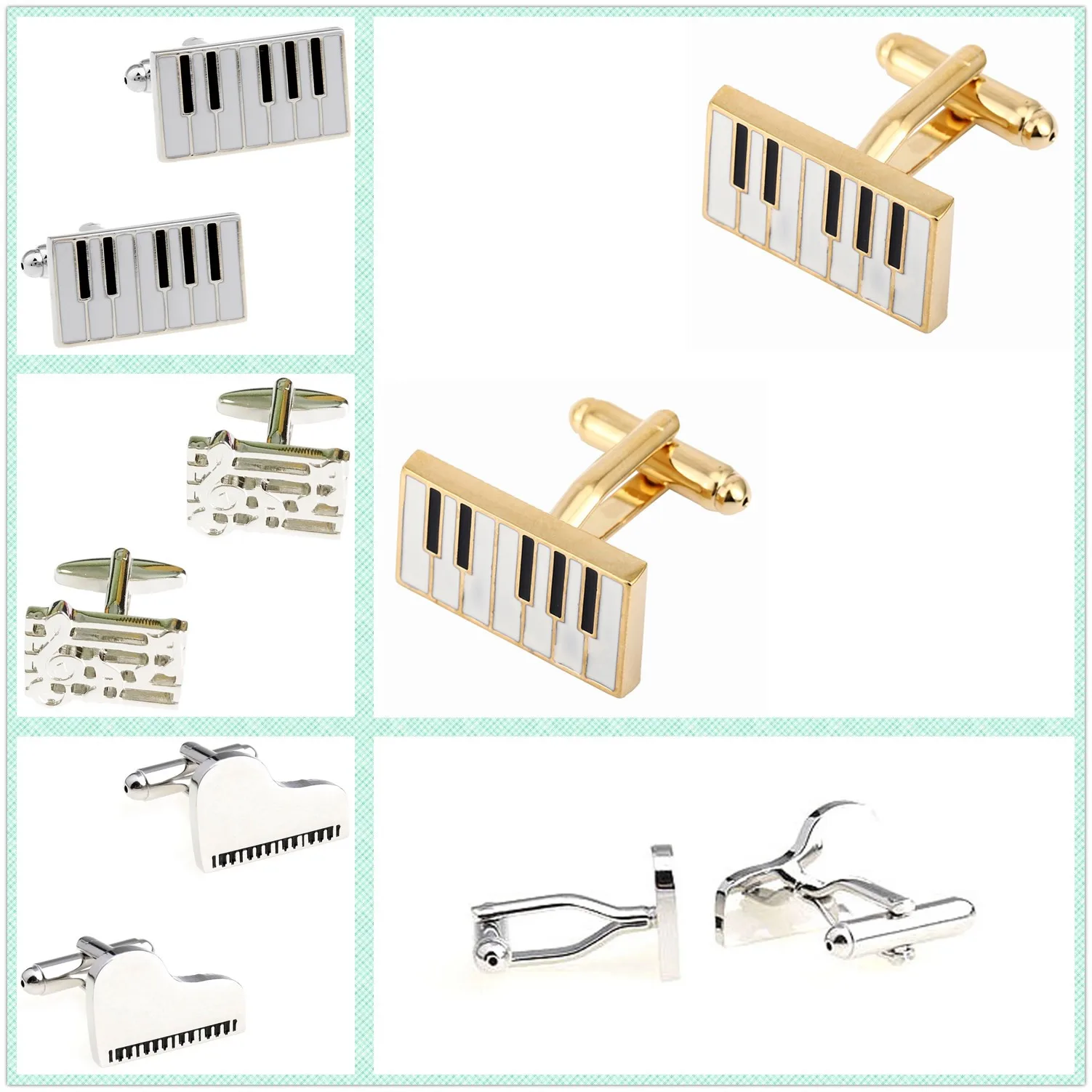 4 Styles Wholesale Fashion Music Cufflinks Men Cuff Links Piano 50 Pairs Shipping
4 Styles Wholesale Fashion Music Cufflinks Men Cuff Links Piano 50 Pairs Shipping