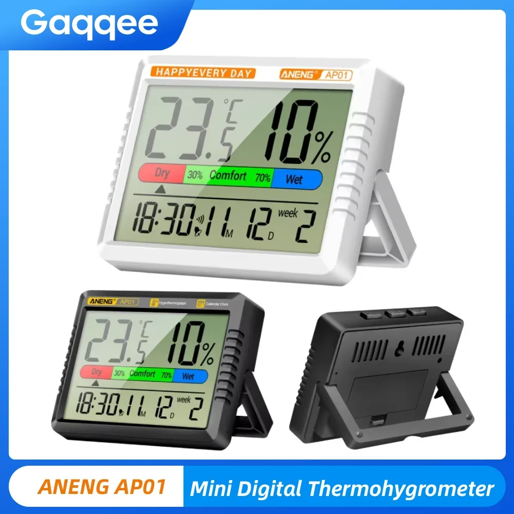 ANENG AP01 LCD Digital Thermometer Indoor Mini Temperature Humidity Meter Precision -10-50 ℃ Weather Station Hygrometer Tester