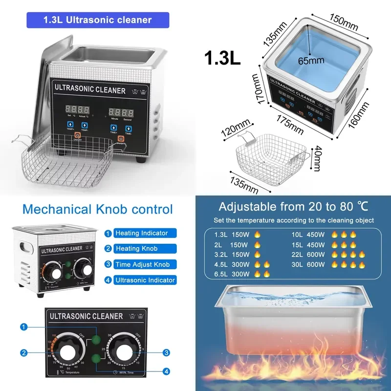 60w 40Khz Digital Heating Timer Commercial Cleaning Bath Teeth Jewelry Washing Machine Tank 1.3L Ultrasonic
60w 40Khz Digital Heating Timer Commercial Cleaning Bath Teeth Jewelry Washing Machine Tank 1.3L Ultrasonic