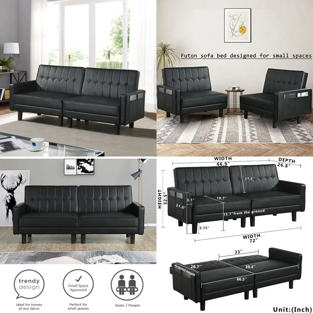 Convertible Futon Sofa Bed, Loveseat Couch, Faux Leather Sleeper Sofa for Small Spaces, Ideal for Home Office Spaces
Convertible Futon Sofa Bed, Loveseat Couch, Faux Leather Sleeper Sofa for Small Spaces, Ideal for Home Office Spaces