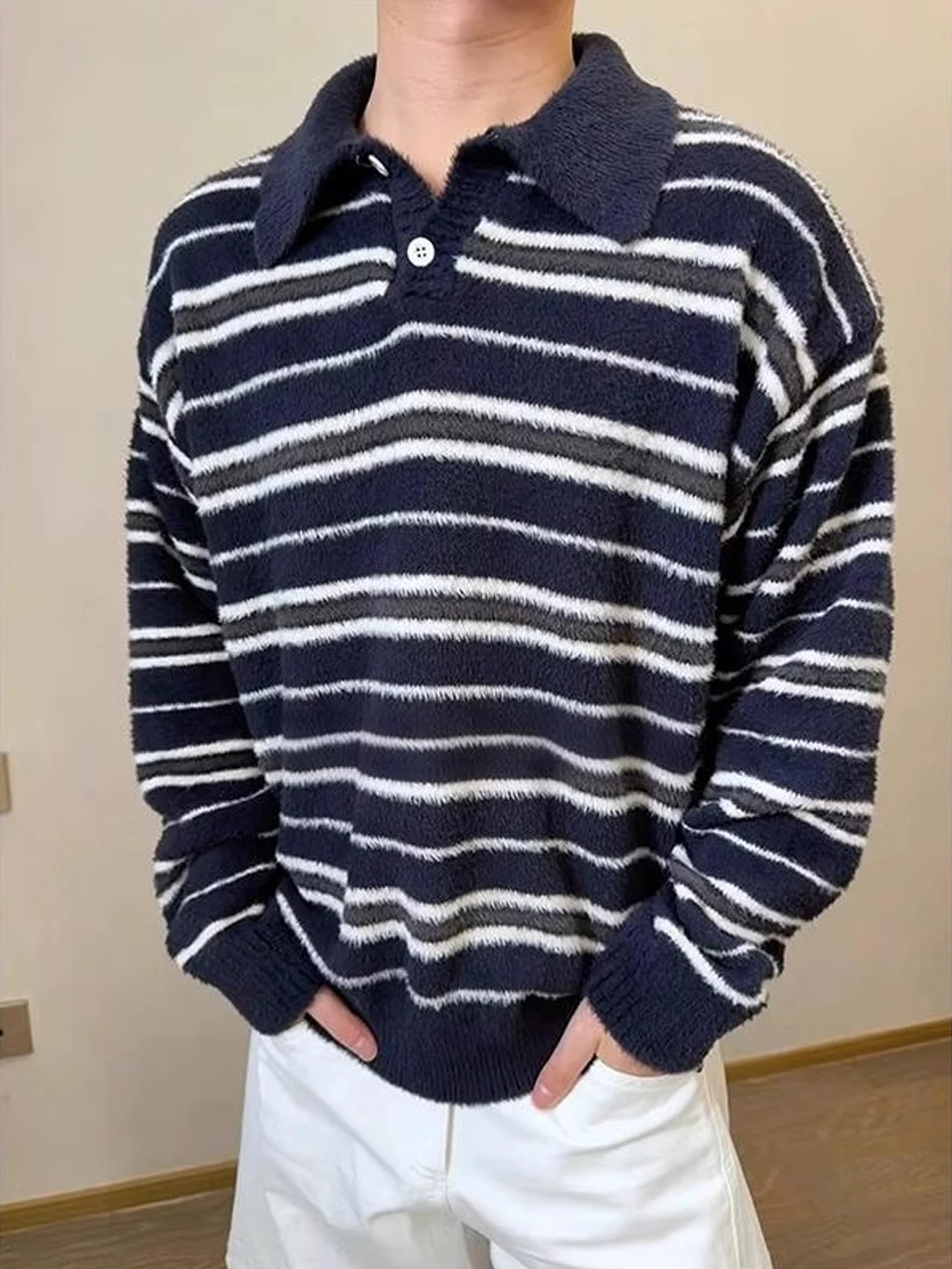 Casual Loose Men's Knitted Sweater Stripe Color Blo Versatile Comfortable Autumn Winter Leisure Loose Couple Knitwear
Casual Loose Men's Knitted Sweater Stripe Color Blo Versatile Comfortable Autumn Winter Leisure Loose Couple Knitwear