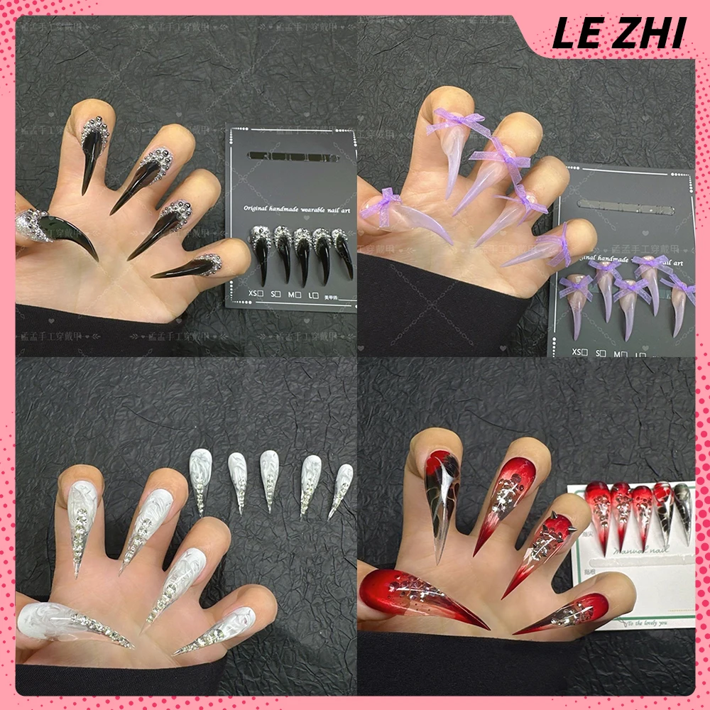 10Pcs Sweet Cool Long Beast Claw Dragon Shape Claw Handmade Full Cover Nail Diamond Bowknot Cat Eyes Gradients Press On Nails
10Pcs Sweet Cool Long Beast Claw Dragon Shape Claw Handmade Full Cover Nail Diamond Bowknot Cat Eyes Gradients Press On Nails