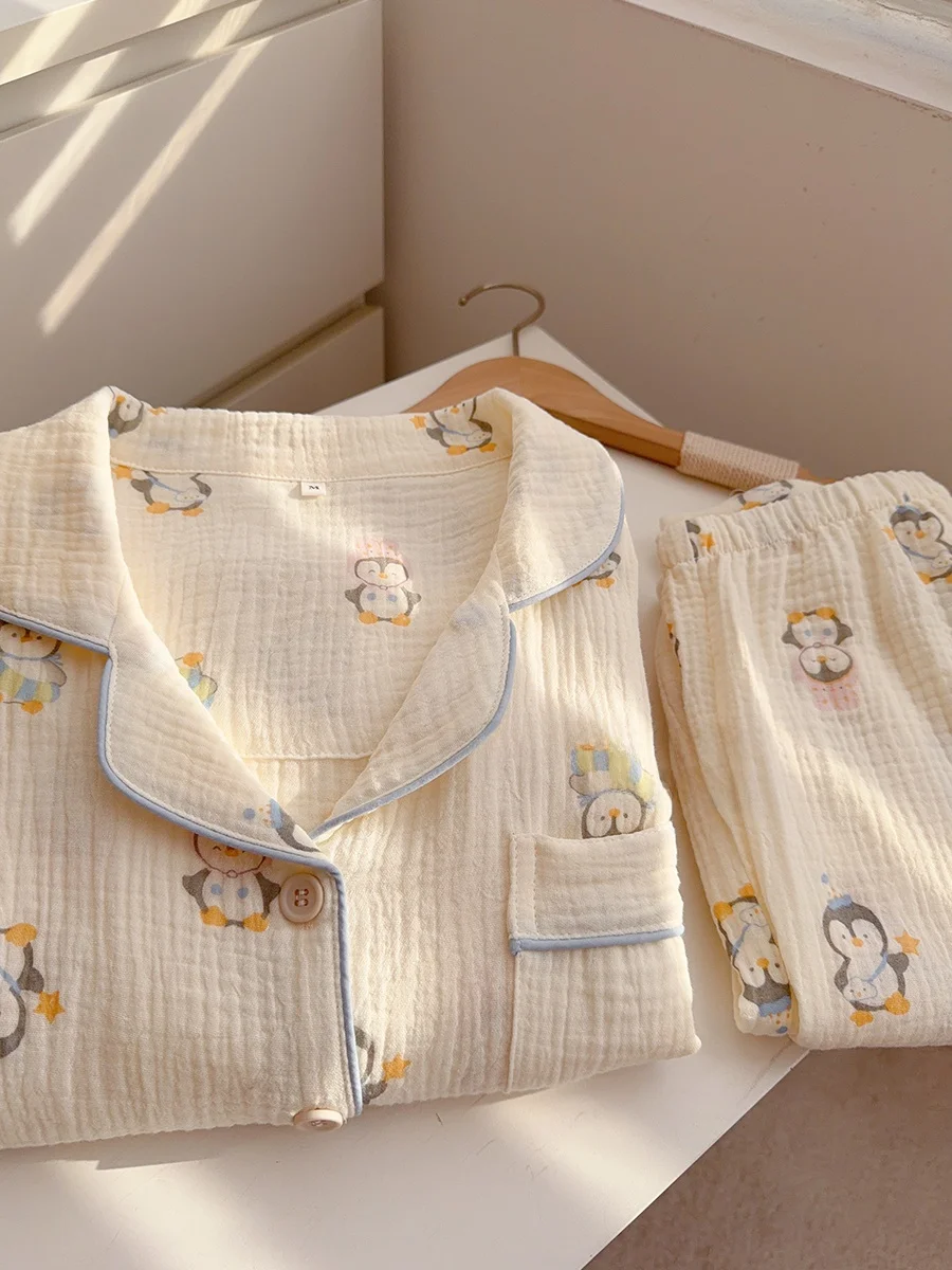 Очаровательный мягкий домашний костюм с принтом пингвинов: лонгслив и длинные брюки из хлопковой немнущейся ткани для подростков, весна-осень
Очаровательный мягкий домашний костюм с принтом пингвинов: лонгслив и длинные брюки из хлопковой немнущейся ткани для подростков, весна-осень