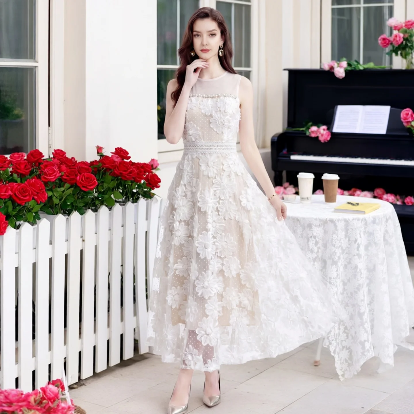 Elegant White Off-Shoulder Long Dress with 3D Floral Embroidery High Waist Mesh Skirt Wedding Guest Dress Women's Fashion
Elegant White Off-Shoulder Long Dress with 3D Floral Embroidery High Waist Mesh Skirt Wedding Guest Dress Women's Fashion