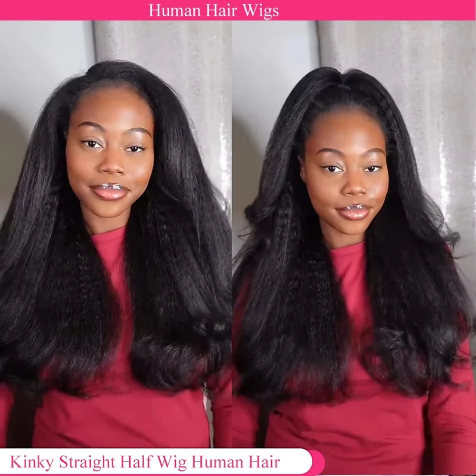 Kinky Straight Half Wig 3 In 1 Half WigWith Drawstring Flip Over Half Wig Yaki Straight Glueless Wigs Ready to Wear 200 Density
Kinky Straight Half Wig 3 In 1 Half WigWith Drawstring Flip Over Half Wig Yaki Straight Glueless Wigs Ready to Wear 200 Density