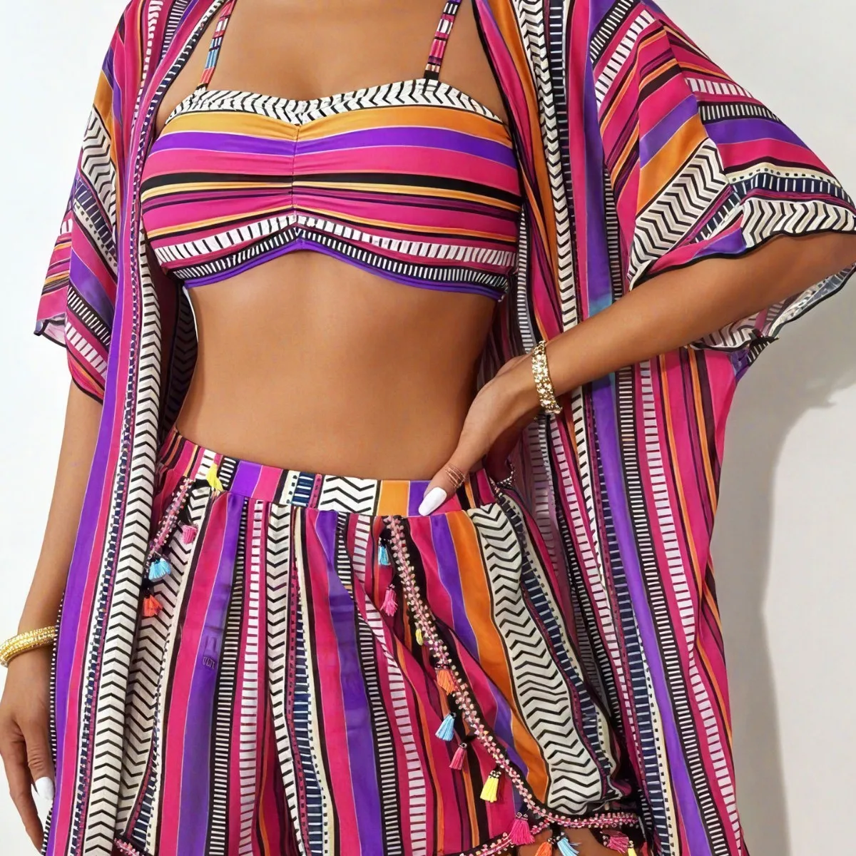 Beach Outfits Woman Bikini Swimwear 2026 Crop Top High Waist Shorts Bikinis Striped Print Swimsuit Boho Style Two Piece Swimsuit
Beach Outfits Woman Bikini Swimwear 2026 Crop Top High Waist Shorts Bikinis Striped Print Swimsuit Boho Style Two Piece Swimsuit