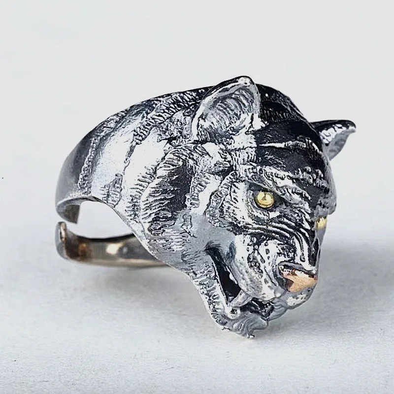 NEW S925 Pure Silver Personalized Tiger Head Ring Men's Original Design Domineering Punk Jewelry
NEW S925 Pure Silver Personalized Tiger Head Ring Men's Original Design Domineering Punk Jewelry