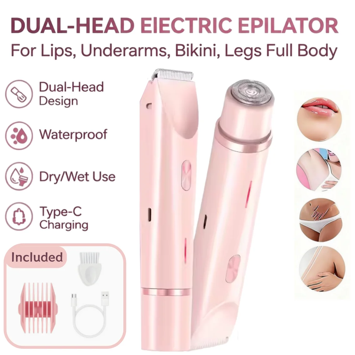 Портативная электрическая бритва с двойной головкой 2 в 1, водонепроницаемая, для влажного и сухого использования, для всего тела, лица и зоны бикини, для женщин
Портативная электрическая бритва с двойной головкой 2 в 1, водонепроницаемая, для влажного и сухого использования, для всего тела, лица и зоны бикини, для женщин