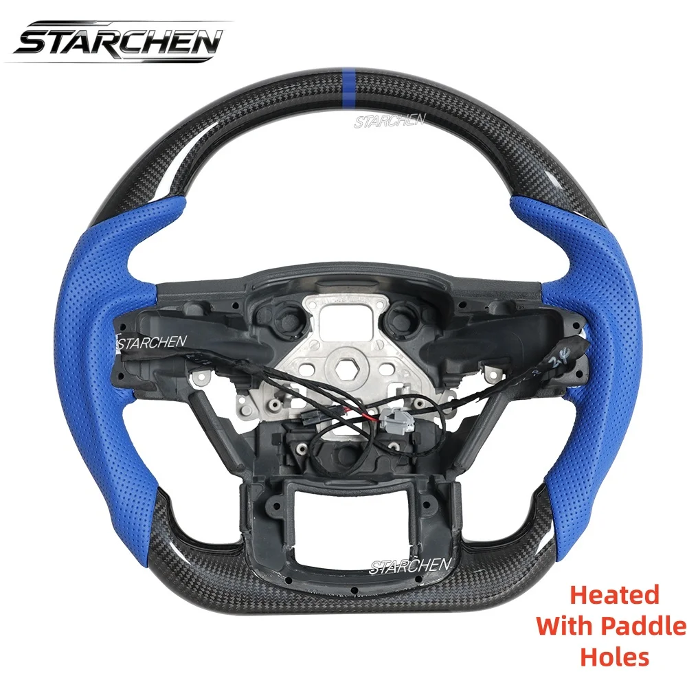 Real Carbon Fiber Heated Steering Wheel for Ford F150 Raptor 2015-2020 Blue Perforated Leather Grip with Paddle Shifter Holes
Real Carbon Fiber Heated Steering Wheel for Ford F150 Raptor 2015-2020 Blue Perforated Leather Grip with Paddle Shifter Holes