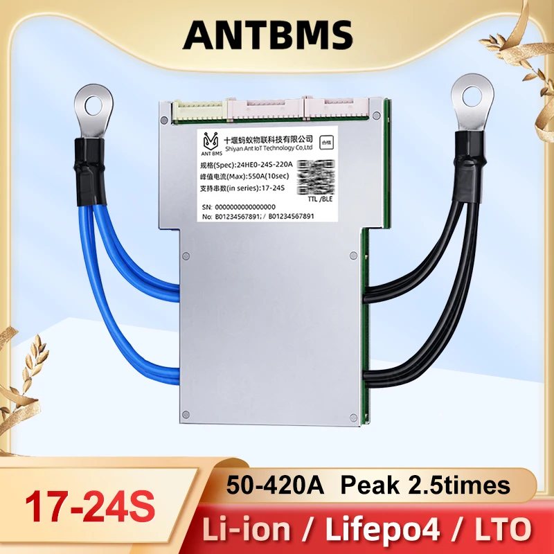 17S to 24S ANT BMS 50A 100A 130A 170A 220A 340A 400A 420A Smart Lithium Lipo Lifepo4 LTO Battery Protection Board 60V 72V BT APP
17S to 24S ANT BMS 50A 100A 130A 170A 220A 340A 400A 420A Smart Lithium Lipo Lifepo4 LTO Battery Protection Board 60V 72V BT APP