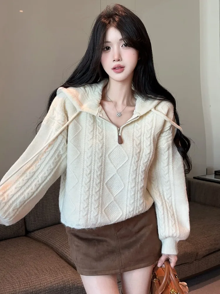 Autumn Winter Sweet And Spicy Girl Knitted Hat Sweater Women Loose Casual Zipper Long Sleeve Top City Walk Skin-friendly Brea...
Autumn Winter Sweet And Spicy Girl Knitted Hat Sweater Women Loose Casual Zipper Long Sleeve Top City Walk Skin-friendly Brea...