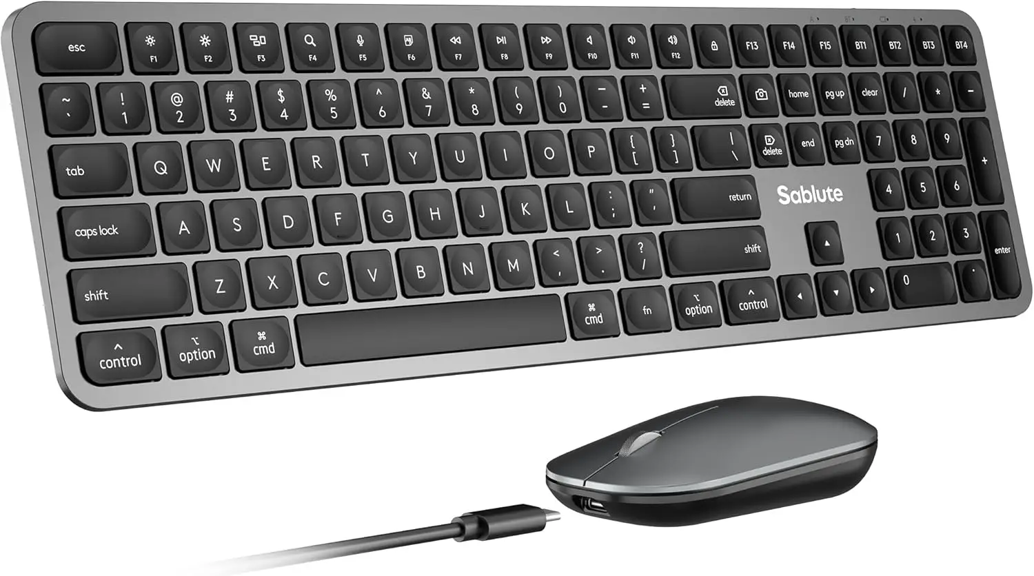 Wireless Keyboard and Mouse Combo, Full Size Rechargeable, Quiet Scissor Keys, 3-Device Bluetooth, Metallic Finish for Mac, MacBook, iPad, Space Gray
Wireless Keyboard and Mouse Combo, Full Size Rechargeable, Quiet Scissor Keys, 3-Device Bluetooth, Metallic Finish for Mac, MacBook, iPad, Space Gray