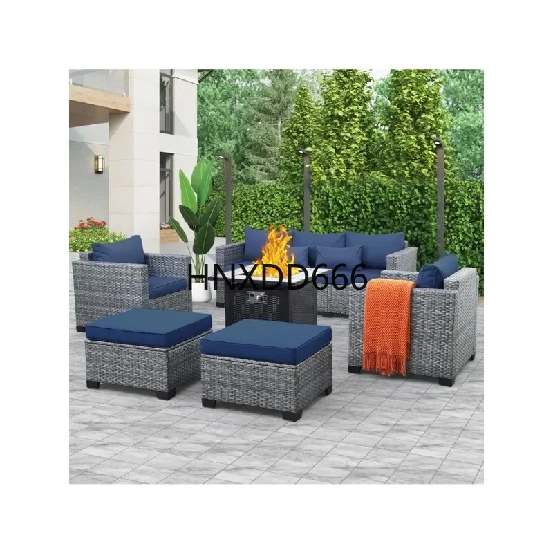 6-Piece Wicker Outdoor Furniture Set, Rattan Sectional Sofa with 30" Fire Pit Table for Patio Conversation
6-Piece Wicker Outdoor Furniture Set, Rattan Sectional Sofa with 30" Fire Pit Table for Patio Conversation
