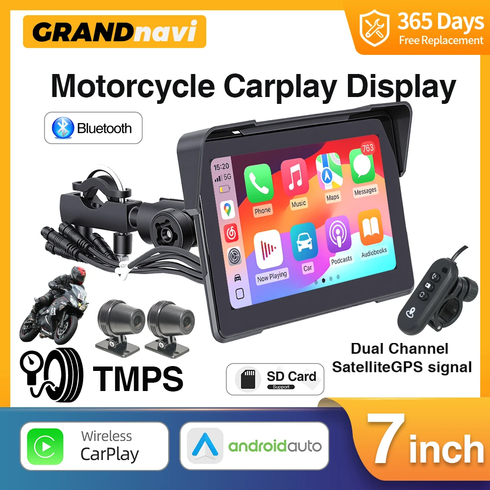 7 inch Carplay Motorcycle 2K Dual DVR Navigation GPS Wireless CarPlay Android Auto IP67 Display Screen Portable Moto Monitor
7 inch Carplay Motorcycle 2K Dual DVR Navigation GPS Wireless CarPlay Android Auto IP67 Display Screen Portable Moto Monitor