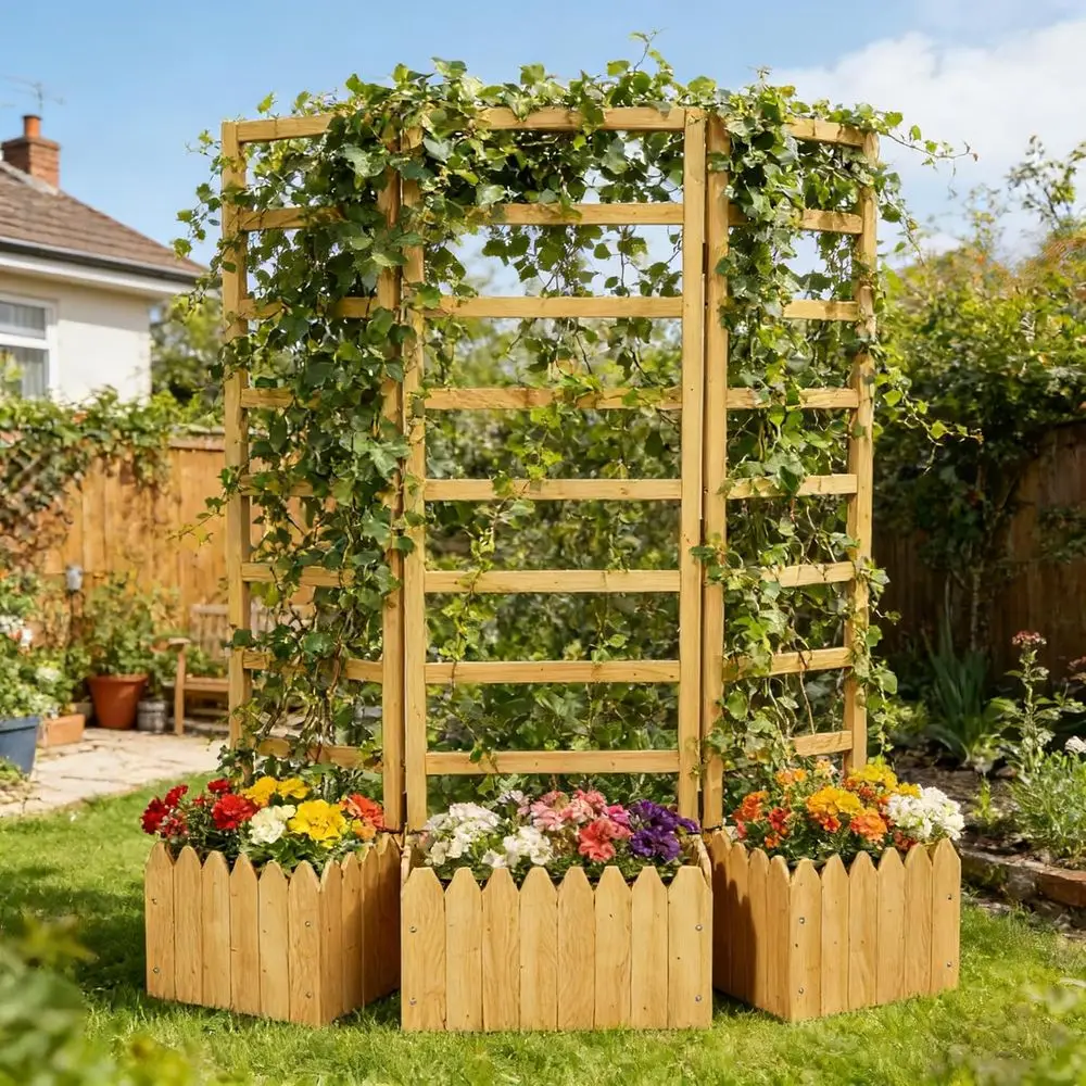 3-Panel Outdoor Privacy Screen with Planter Box, Ideal for Raised Garden Beds, Climbing Plants, and Vegetables on Patios, Balcon
3-Panel Outdoor Privacy Screen with Planter Box, Ideal for Raised Garden Beds, Climbing Plants, and Vegetables on Patios, Balcon
