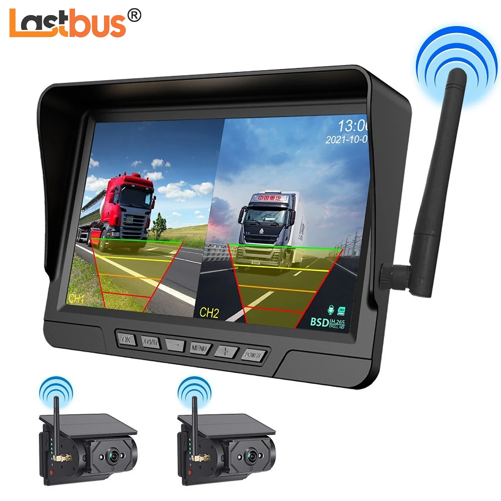 Lastbus 1/2x Wireless Solar Backup Camera Magnetic Rechargeable Battery +7 " DVR Quad Monitor 4ch BSD For Truck Motorhome RV
Lastbus 1/2x Wireless Solar Backup Camera Magnetic Rechargeable Battery +7 " DVR Quad Monitor 4ch BSD For Truck Motorhome RV
