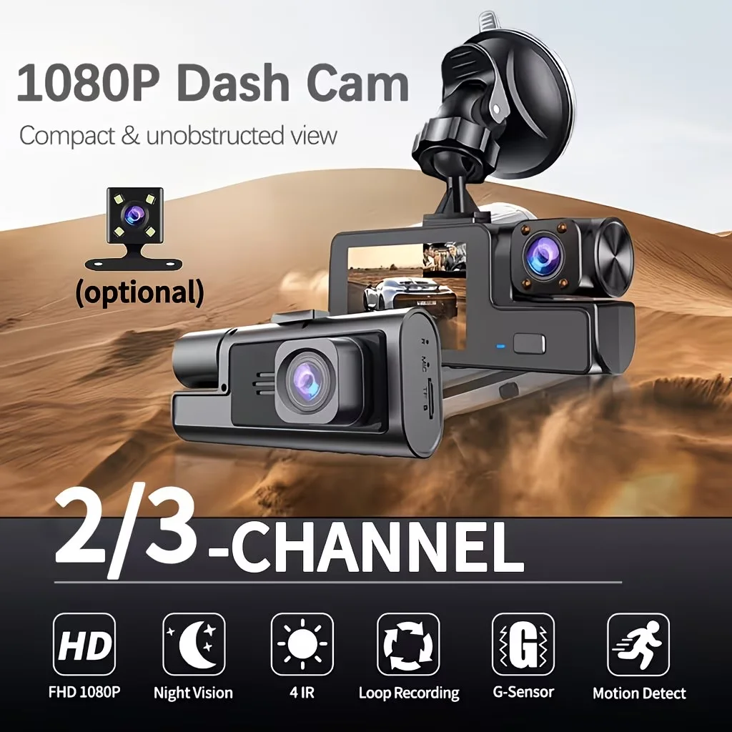 Dual/Triple-channel HD dash cam, 1080p FHD, front/in-car/rear view, rotating lens, G-sensor, night vision
Dual/Triple-channel HD dash cam, 1080p FHD, front/in-car/rear view, rotating lens, G-sensor, night vision