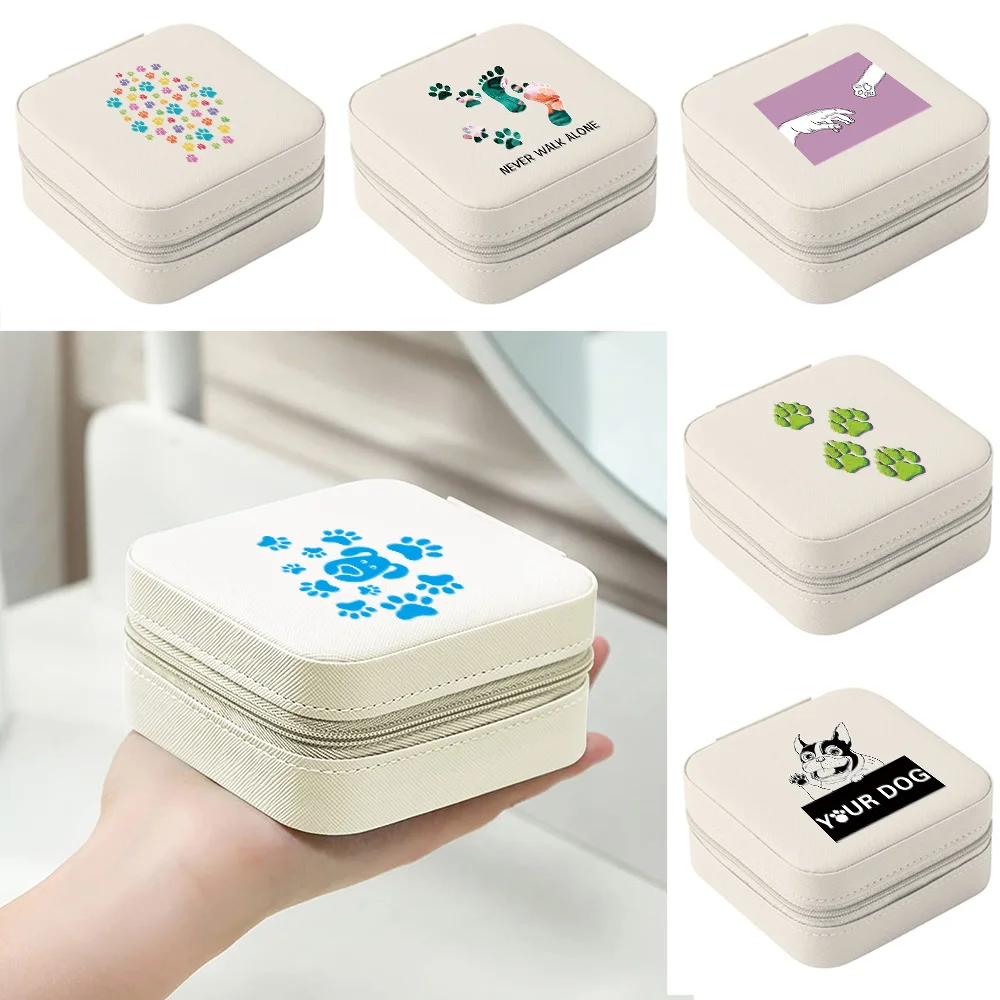 Jewelry Storage Box PU Leather Jewelry Display Organizer Case Footprints Print Travel Makeup Bag Earring Holder Jewelry Boxes
Jewelry Storage Box PU Leather Jewelry Display Organizer Case Footprints Print Travel Makeup Bag Earring Holder Jewelry Boxes