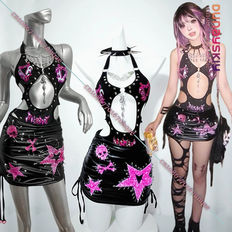 2026 Halloween Carnival Black Powder Flash Rare Pink Diamond Star Pu Leather Woman Skirt Set Cosplay Theme Party Dress Up
2026 Halloween Carnival Black Powder Flash Rare Pink Diamond Star Pu Leather Woman Skirt Set Cosplay Theme Party Dress Up