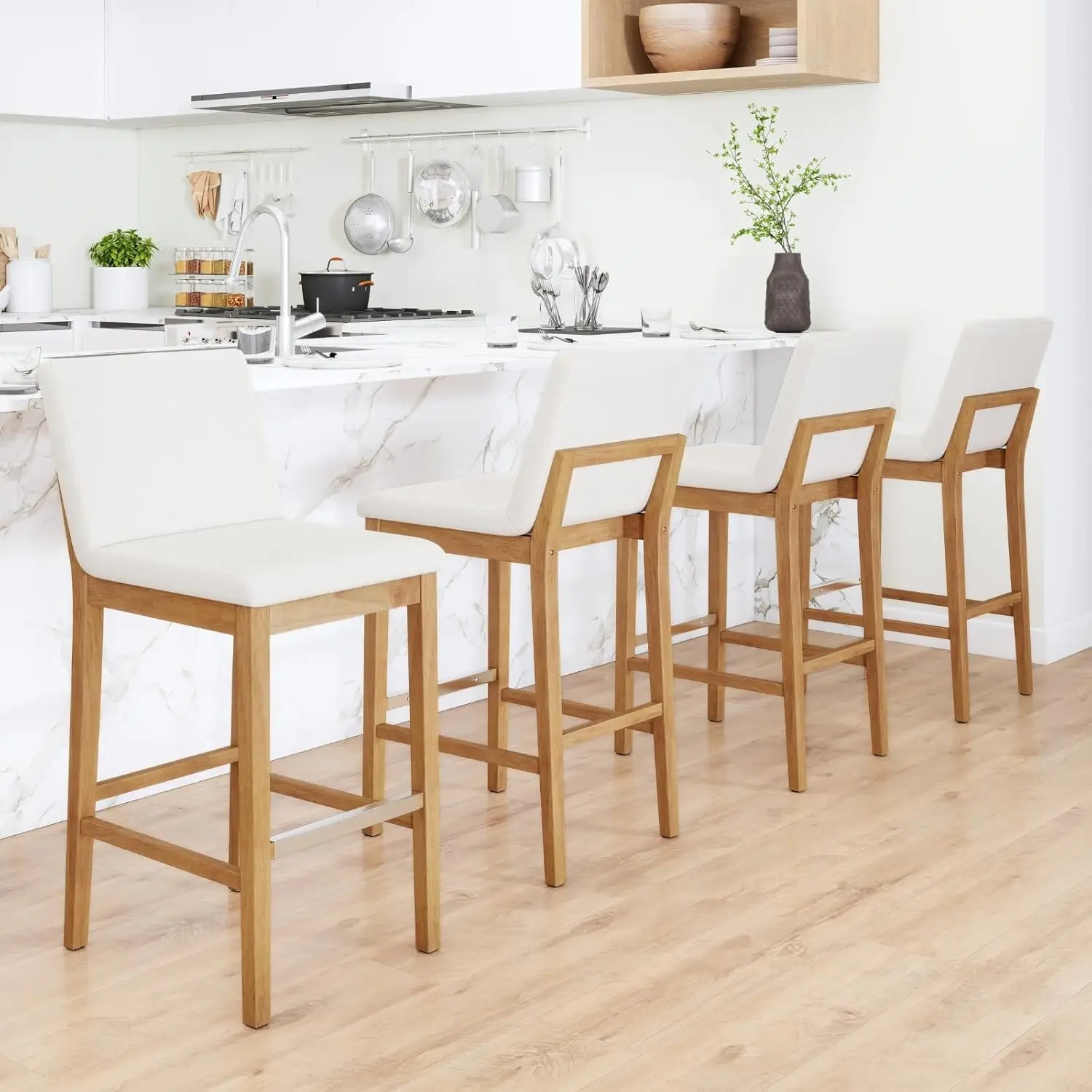 26" Linen Upholstered Counter Height Stool Set Of 4 With Back Metal Footrest Wooden Kitchen Island, Beige, Customized
26" Linen Upholstered Counter Height Stool Set Of 4 With Back Metal Footrest Wooden Kitchen Island, Beige, Customized