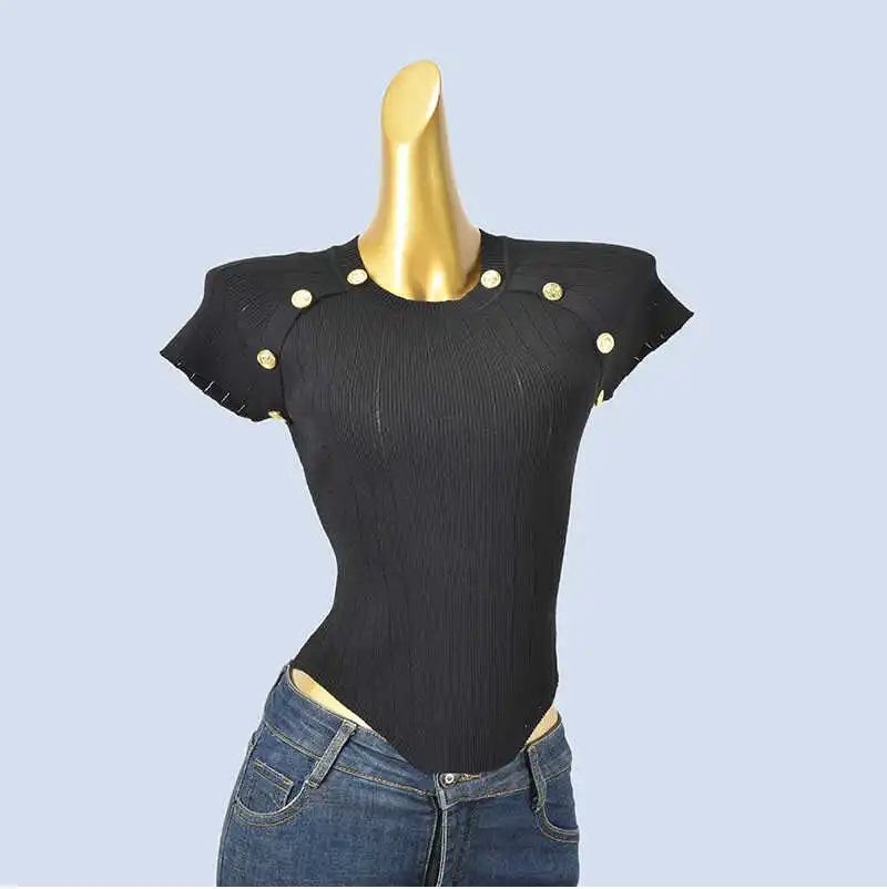 Sweet Knitted Summer New Sle Ice Silk Thin Gold Button Sexy Girl Versatile Ice Silk T-irt Commute Sle Slim Fit ort Sl...
Sweet Knitted Summer New Sle Ice Silk Thin Gold Button Sexy Girl Versatile Ice Silk T-irt Commute Sle Slim Fit ort Sl...