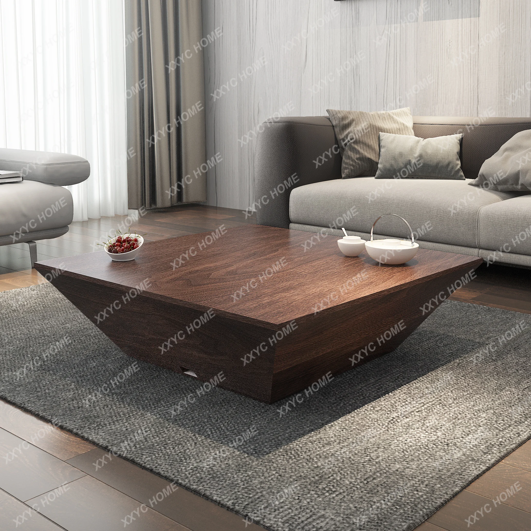 L modern simple black oak grain living room square tea table
L modern simple black oak grain living room square tea table
