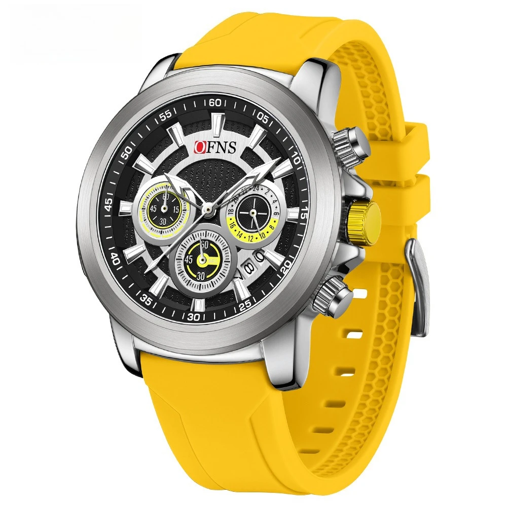Fashion Ofns Top Brand Men's Chronograph Watch, 6-Hand, Luminous Dial, Business Quartz, Date Display, Waterproof, Silicone Strap
Fashion Ofns Top Brand Men's Chronograph Watch, 6-Hand, Luminous Dial, Business Quartz, Date Display, Waterproof, Silicone Strap