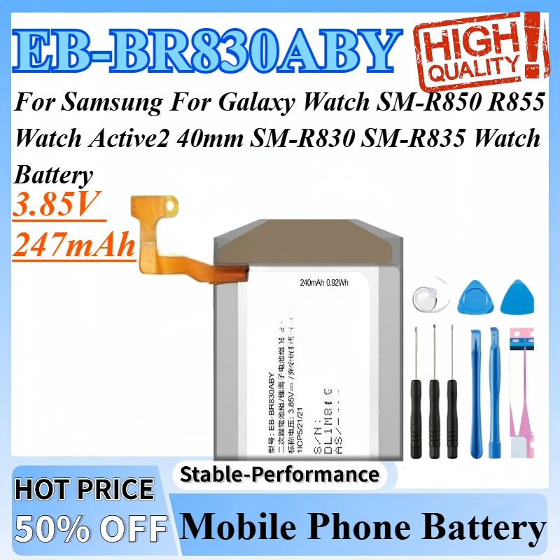 3.85V 247mAh Battery EB-BR830ABY For Samsung For Galaxy Watch SM-R850 R855 Watch Active2 40mm SM-R830 SM-R835 Watch Battery
3.85V 247mAh Battery EB-BR830ABY For Samsung For Galaxy Watch SM-R850 R855 Watch Active2 40mm SM-R830 SM-R835 Watch Battery