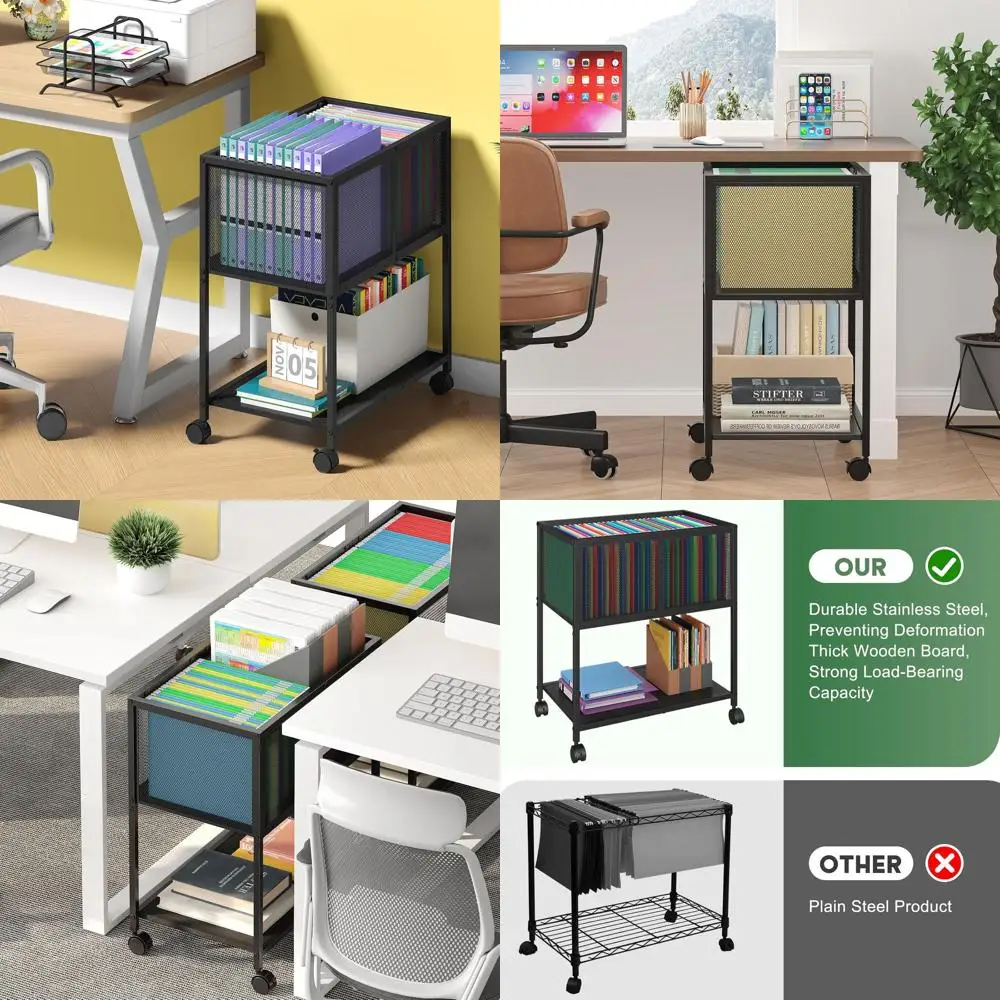 Rolling Cart with Mobile Cabinet and Hanging Files, Letter Size, Black for Home or Office
Rolling Cart with Mobile Cabinet and Hanging Files, Letter Size, Black for Home or Office