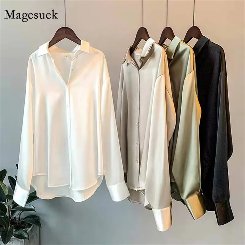 Spring Fashion Button Up Satin Silk Shirt Vintage Blouse Women White Tops Lady Long Sleeves Female Loose Street Shirts
Spring Fashion Button Up Satin Silk Shirt Vintage Blouse Women White Tops Lady Long Sleeves Female Loose Street Shirts
